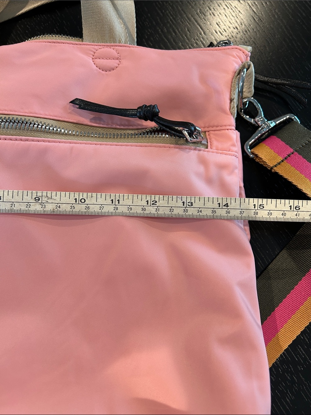 ShortyLOVE Large Pink Tote with Striped Adjustable Strap - Picture 14 of 15